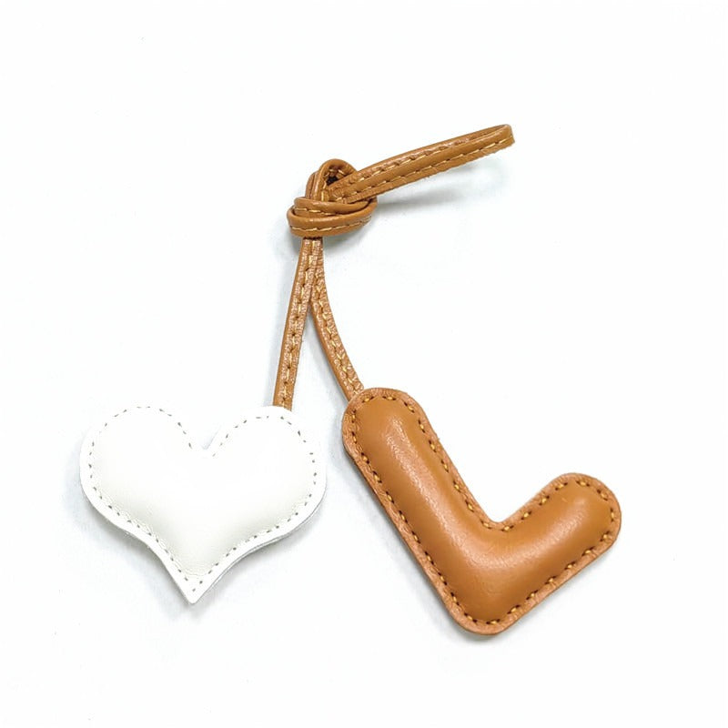 Pillow Puff Initial Lambskin Leather Bag Charm-L