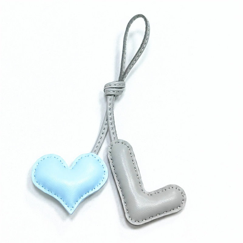 Pillow Puff Initial Lambskin Leather Bag Charm-L