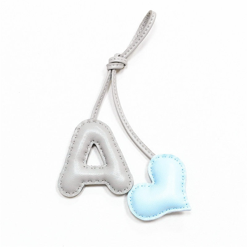 Pillow Puff Initial Lambskin Leather Bag Charm-A