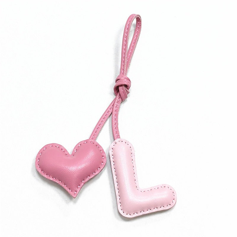 Pillow Puff Initial Lambskin Leather Bag Charm-L