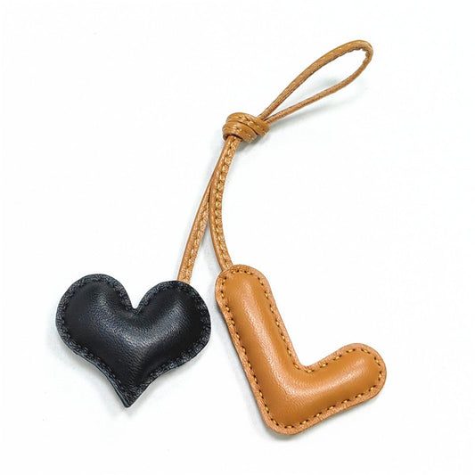 Pillow Puff Initial Lambskin Leather Bag Charm-L