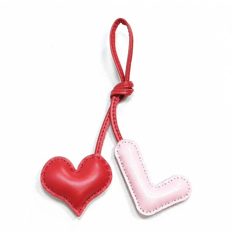 Pillow Puff Initial Lambskin Leather Bag Charm-L
