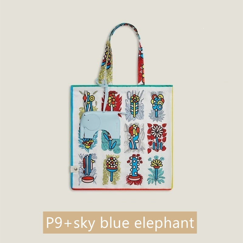 Twilly Silk Tote Bag/ Elephant Bag Charm