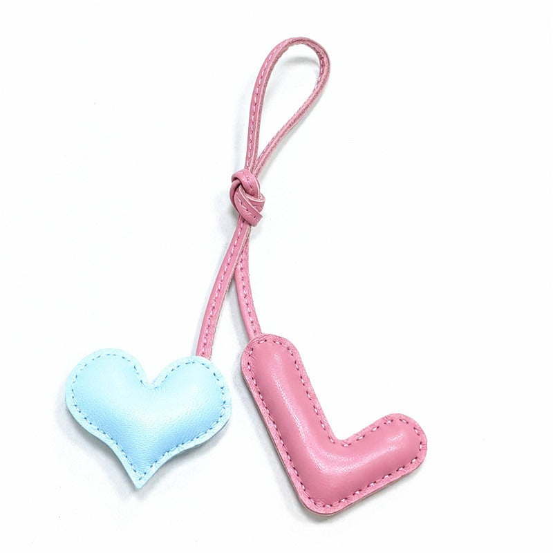 Pillow Puff Initial Lambskin Leather Bag Charm-L