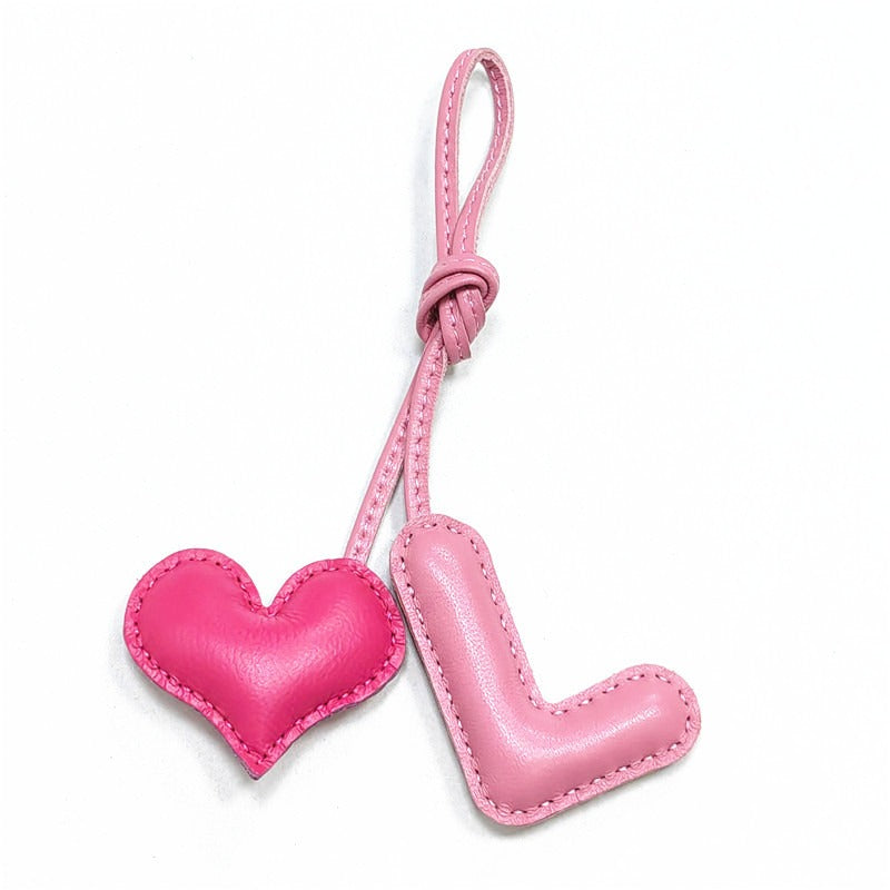 Pillow Puff Initial Lambskin Leather Bag Charm-L