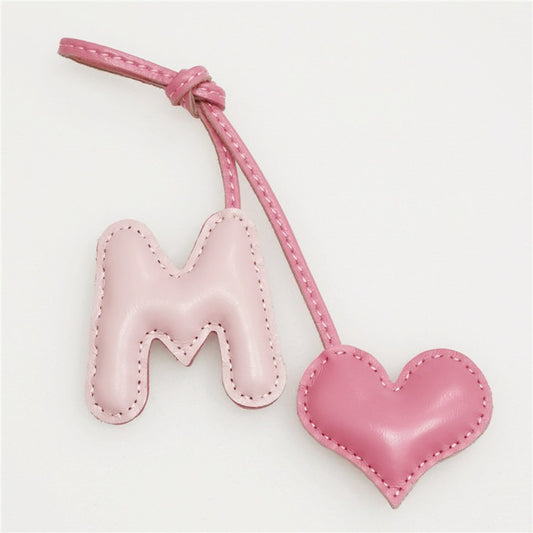 Pillow Puff Initial Lambskin Leather Bag Charm-M