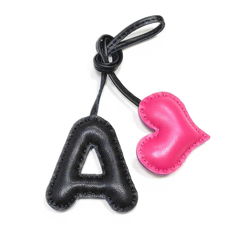 Pillow Puff Initial Lambskin Leather Bag Charm-A