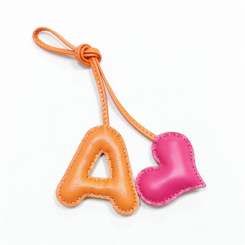 Pillow Puff Initial Lambskin Leather Bag Charm-A
