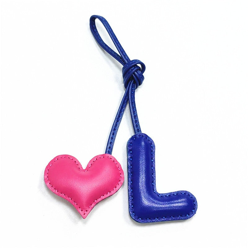Pillow Puff Initial Lambskin Leather Bag Charm-L