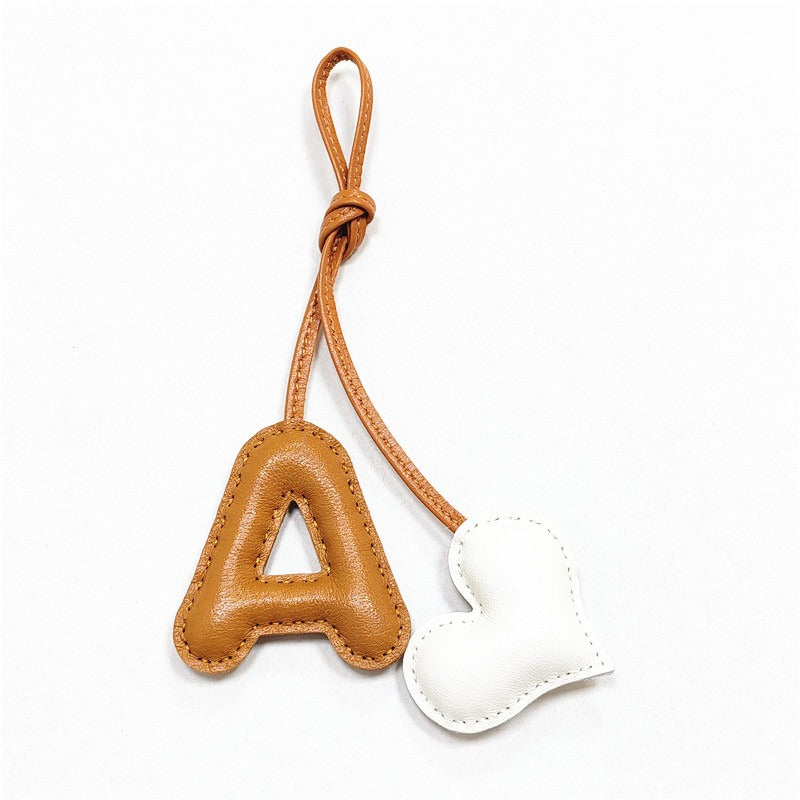 Pillow Puff Initial Lambskin Leather Bag Charm-A
