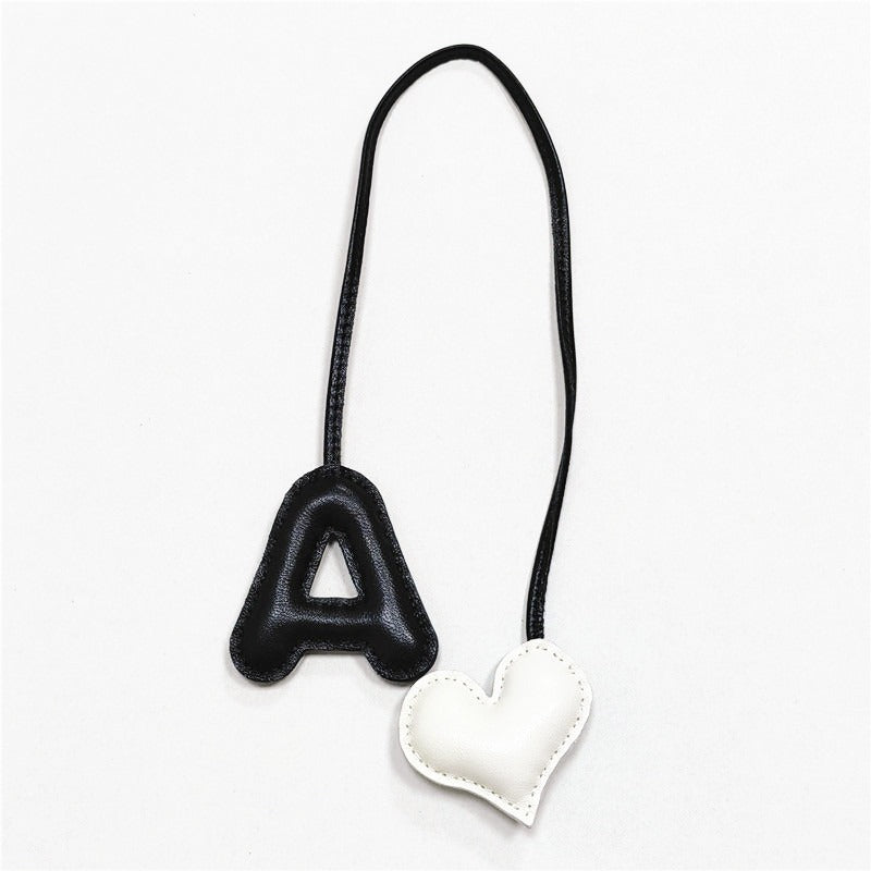 Pillow Puff Initial Lambskin Leather Bag Charm-A