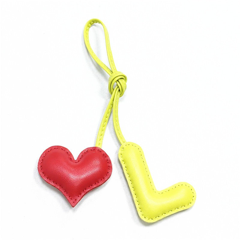 Pillow Puff Initial Lambskin Leather Bag Charm-L
