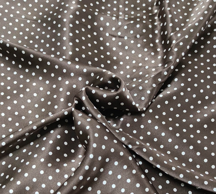 Polka Dots Printed Silk Charmeuse, 22/19/16momme