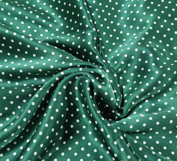 Polka Dots Printed Silk Charmeuse, 22/19/16momme