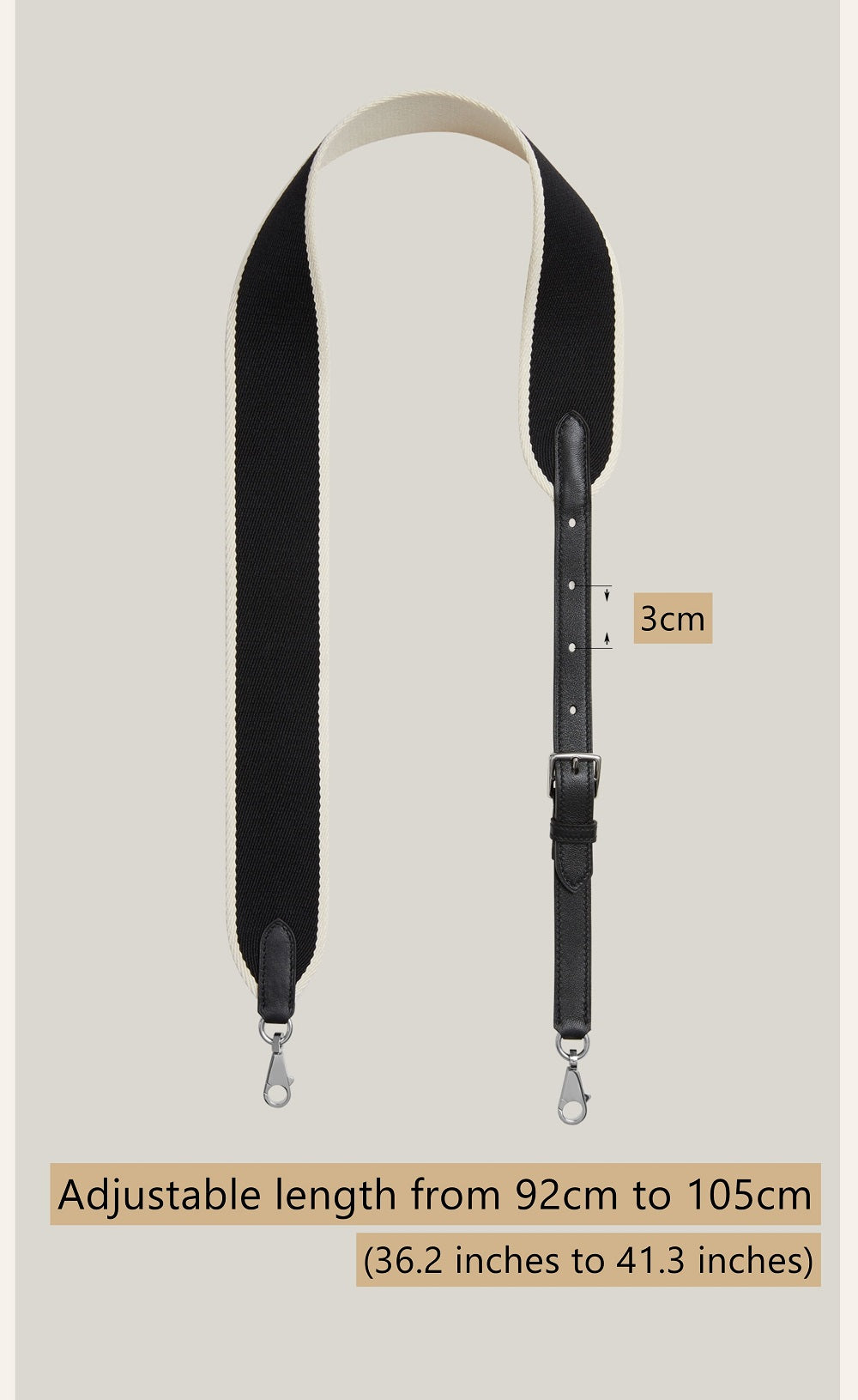 5cm/2" Adjustable Canvas Leather Strap for Kelly/other bags