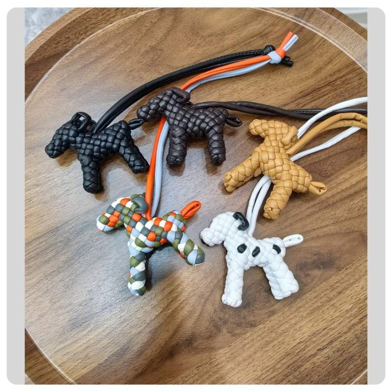 BV Leather Woven Dog Charm