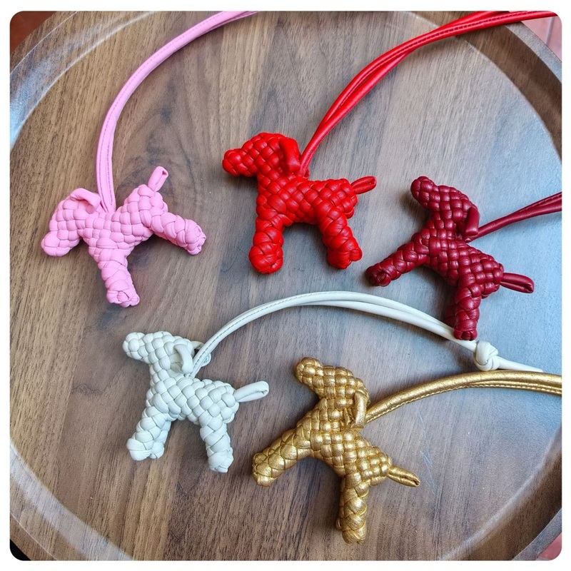 BV Leather Woven Dog Charm