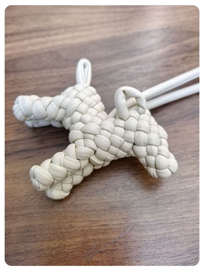 BV Leather Woven Dog Charm