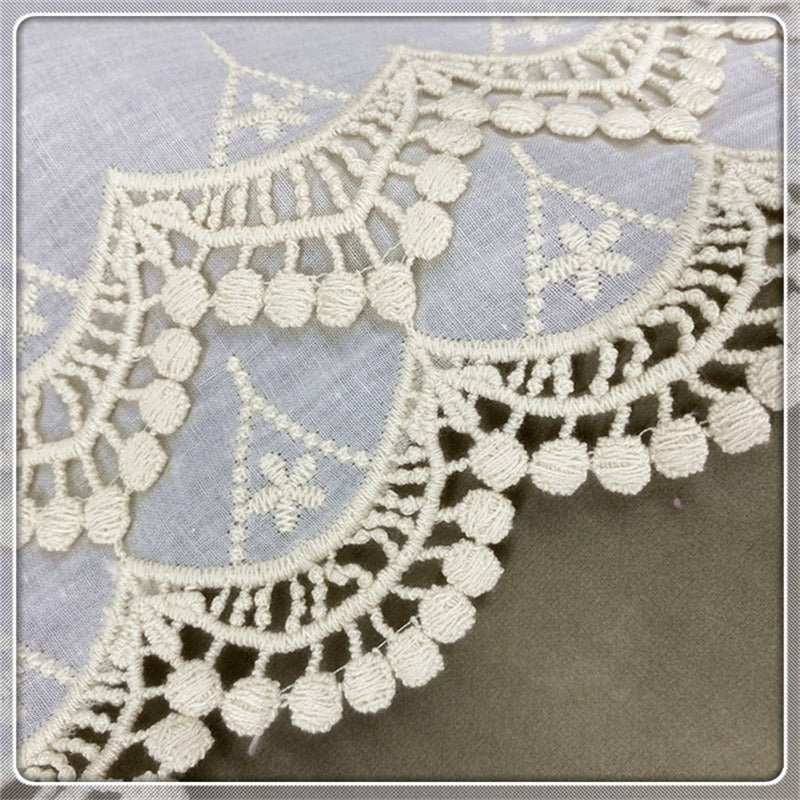 Embroidered Cotton Lace Trim, Scalloped Border Trim