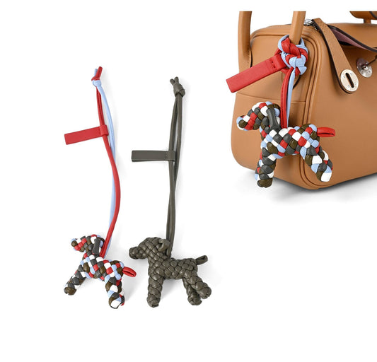 BV Leather Woven Dog Charm