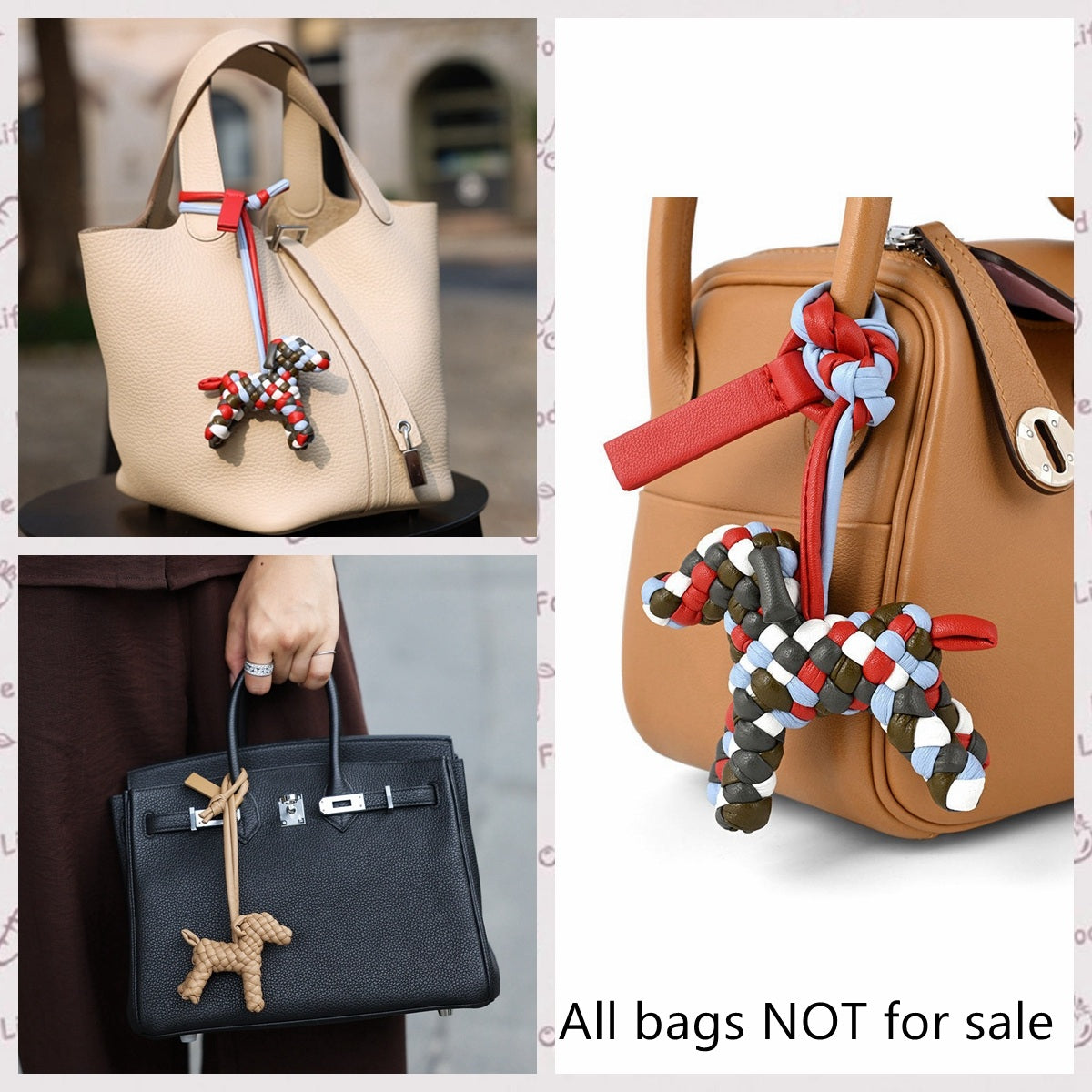 BV Leather Woven Dog Charm