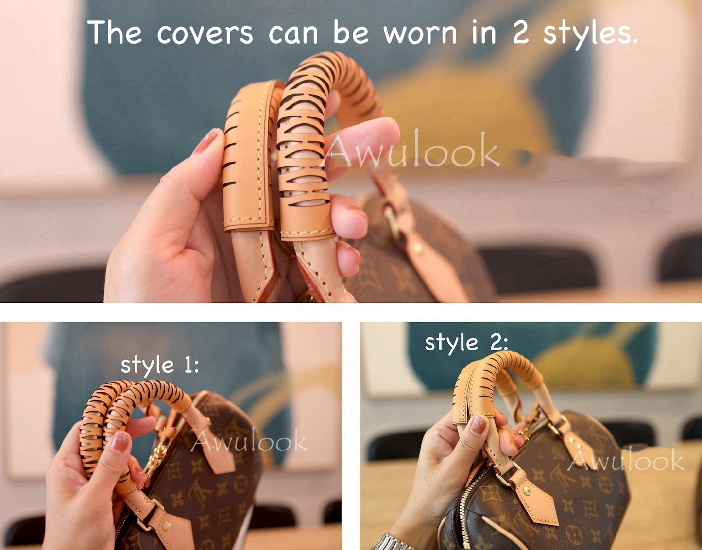 Vachetta Leather Handle Protector for round handles: Speedy, Alma, Keepall Strap Cover