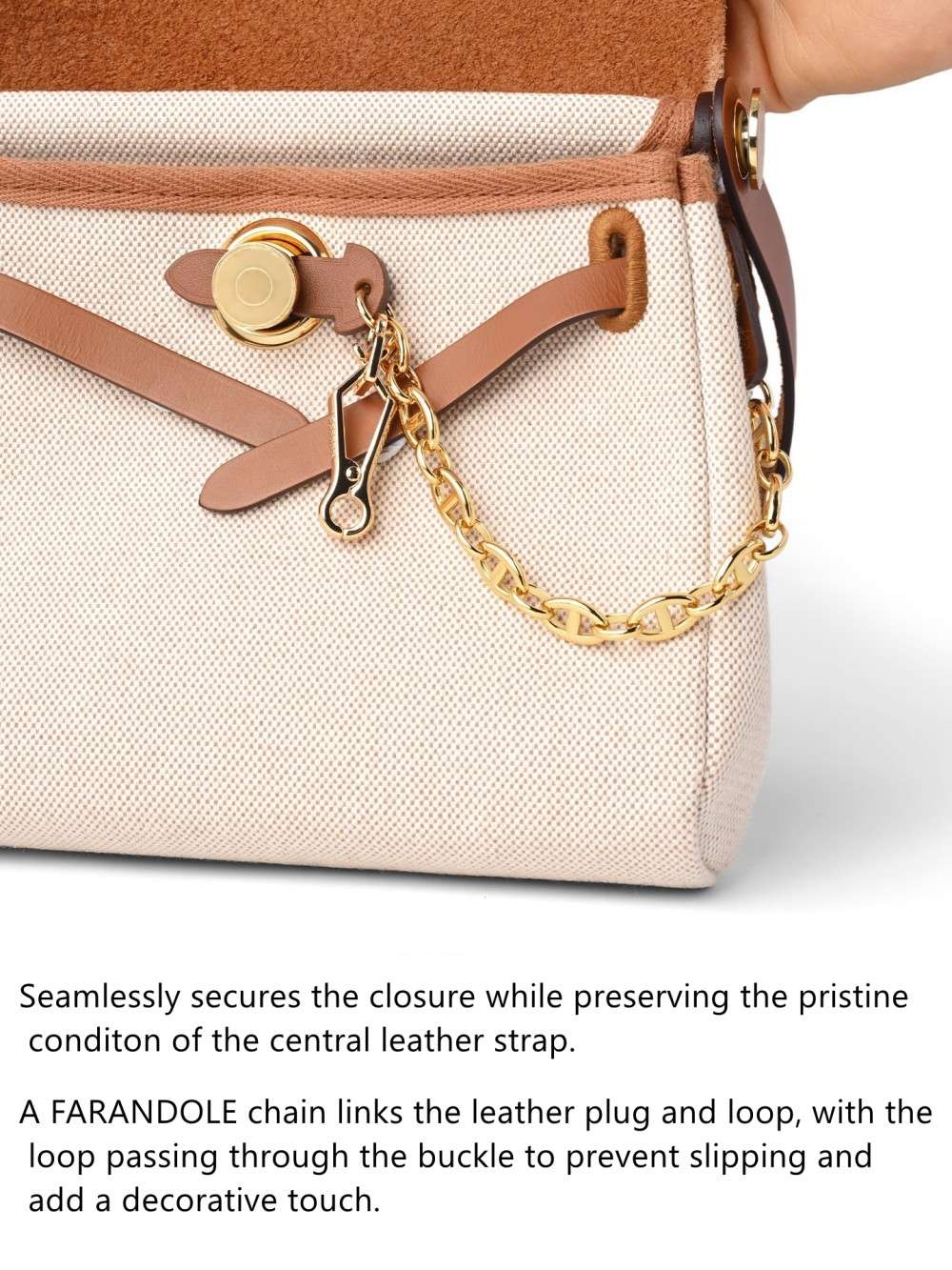 Leather Plug Clasp Lock For Herbag 20/31/39, FARANDOLE chain