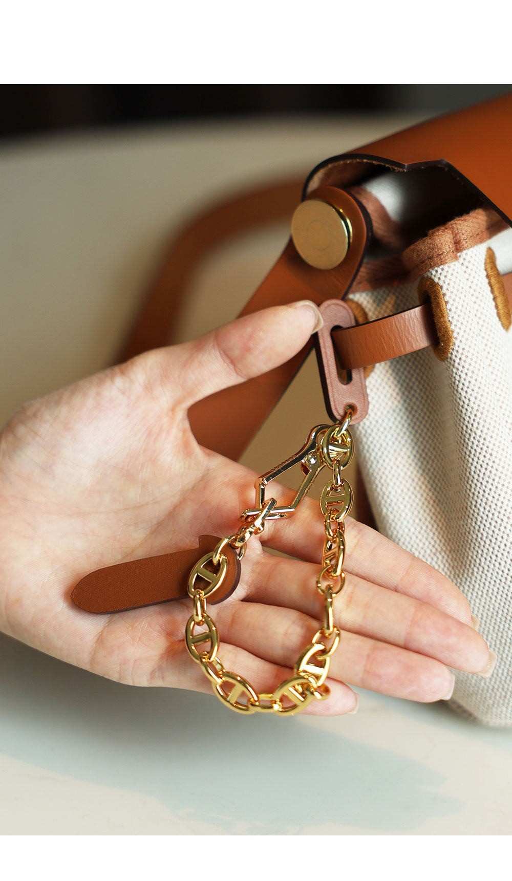 Leather Plug Clasp Lock For Herbag 20/31/39, FARANDOLE chain