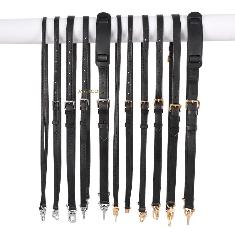 Black Vachetta Leather Crossbody Straps - Awulook