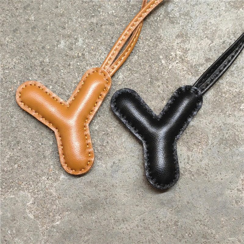 Pillow Puff Initial Lambskin Leather Bag Charm