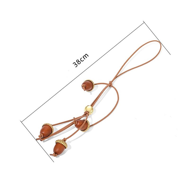 LOEWE Wood Leather Acorn Bag charm