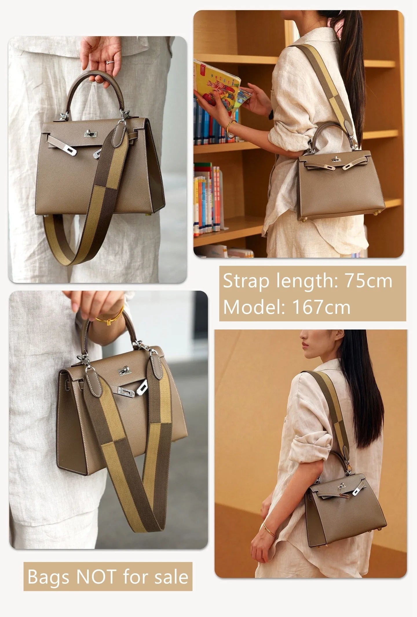 Sangle de sac en toile large personnalisée de 5cm/2 pouces, pour picotin/lindy/evelyne/kelly