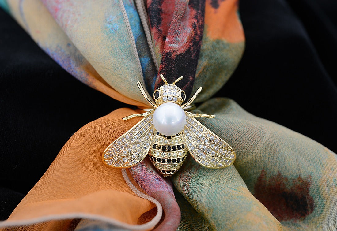 Bee Pearl Scarf Buckle/Brooch/Ring/Breastpin
