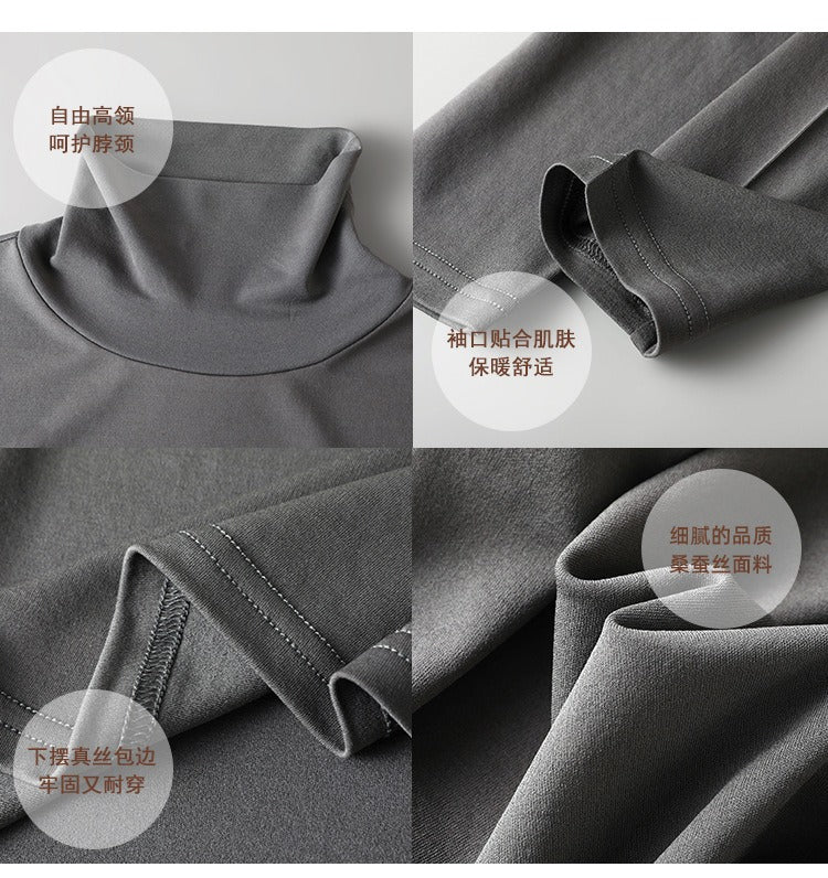 Women 100% Mulberry Silk Turtleneck Base Layer