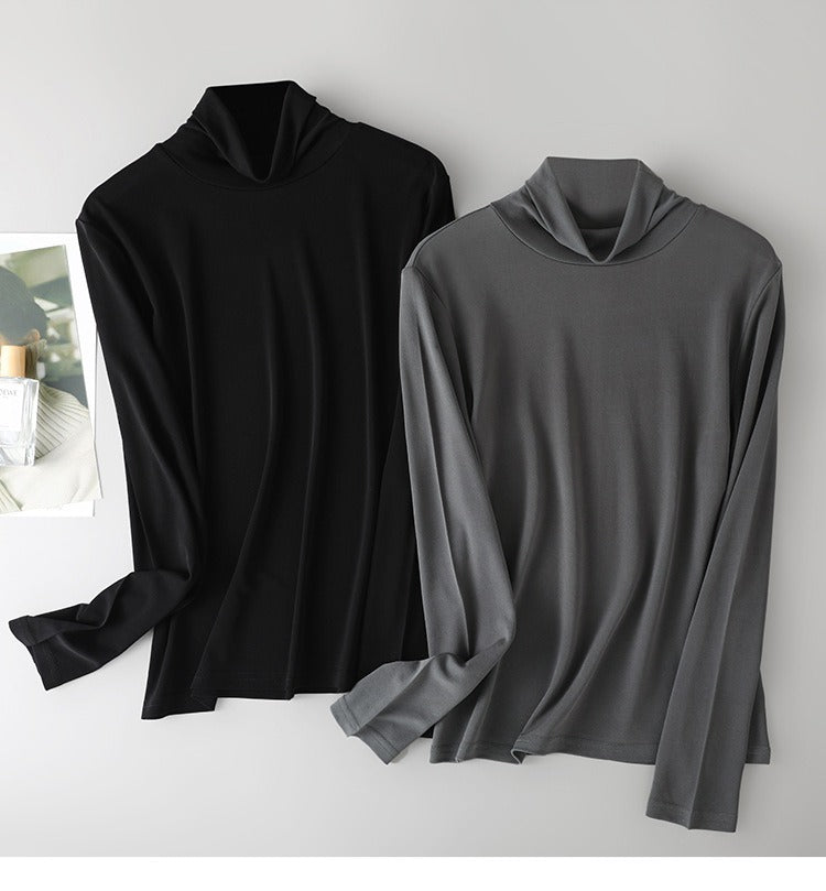 Women 100% Mulberry Silk Turtleneck Base Layer