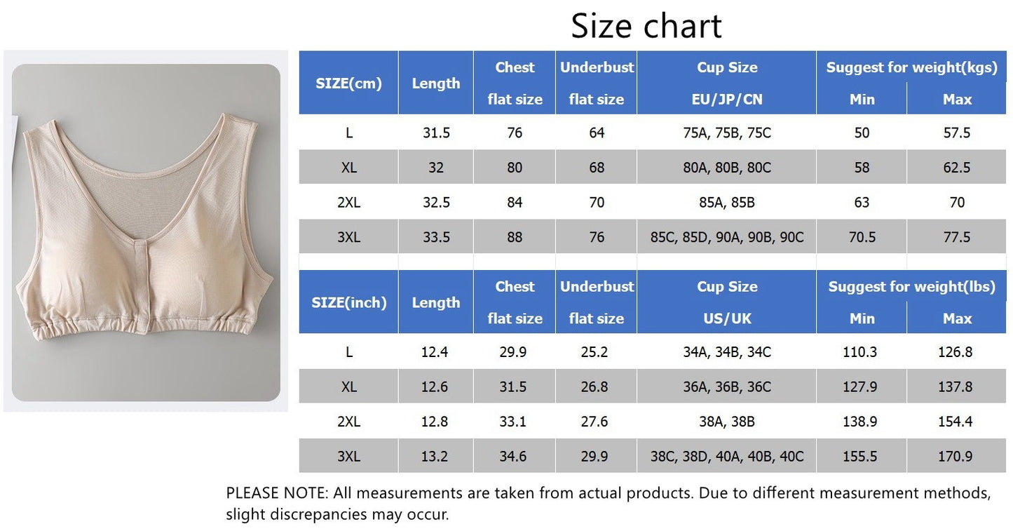 Front closure Silk T-shirt Bra, 100% mulberry silk