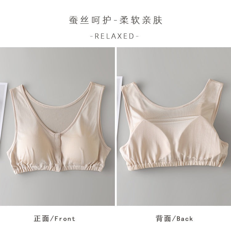 Front closure Silk T-shirt Bra, 100% mulberry silk