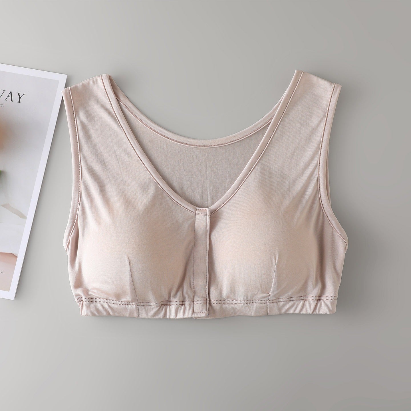 Front closure Silk T-shirt Bra, 100% mulberry silk