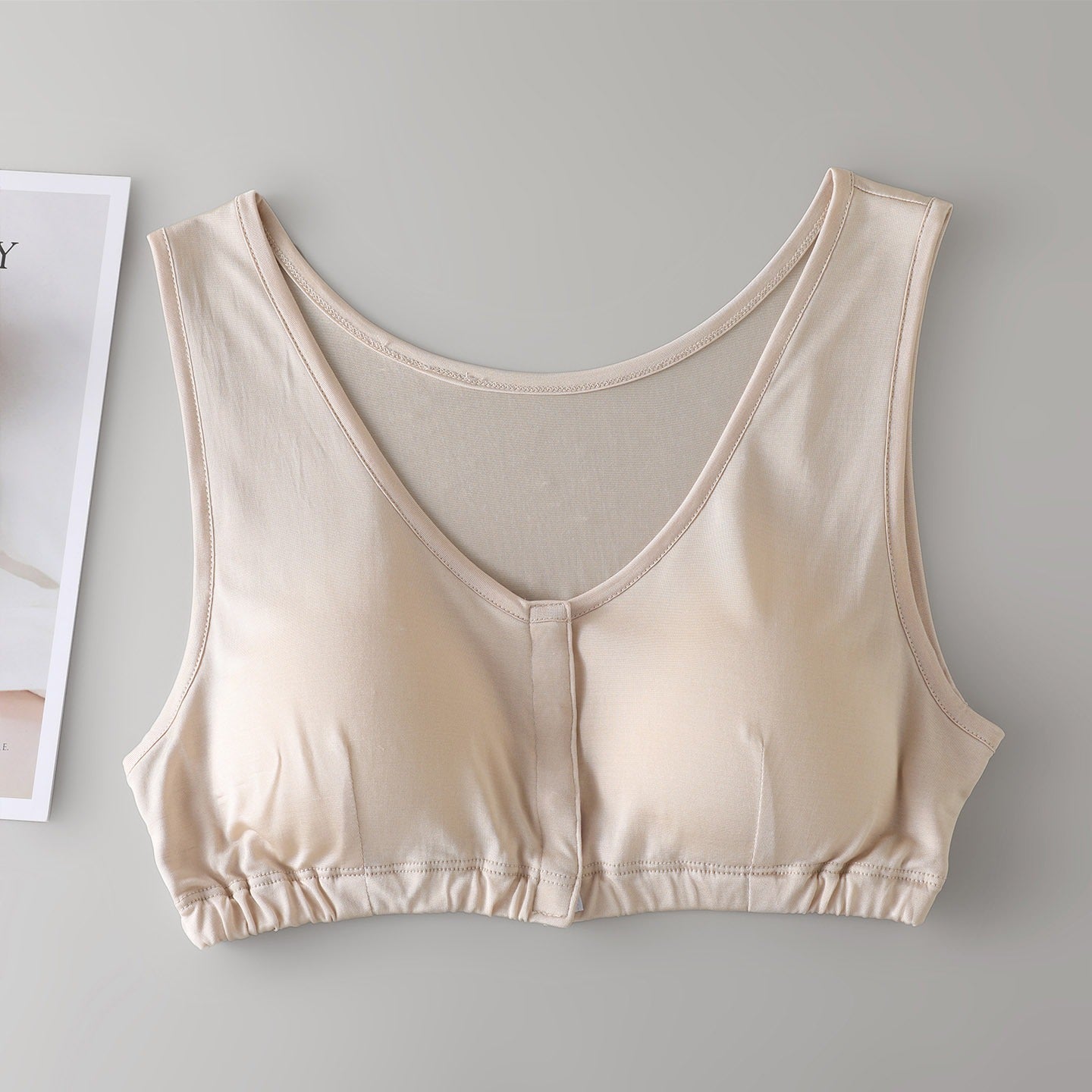 Front closure Silk T-shirt Bra, 100% mulberry silk