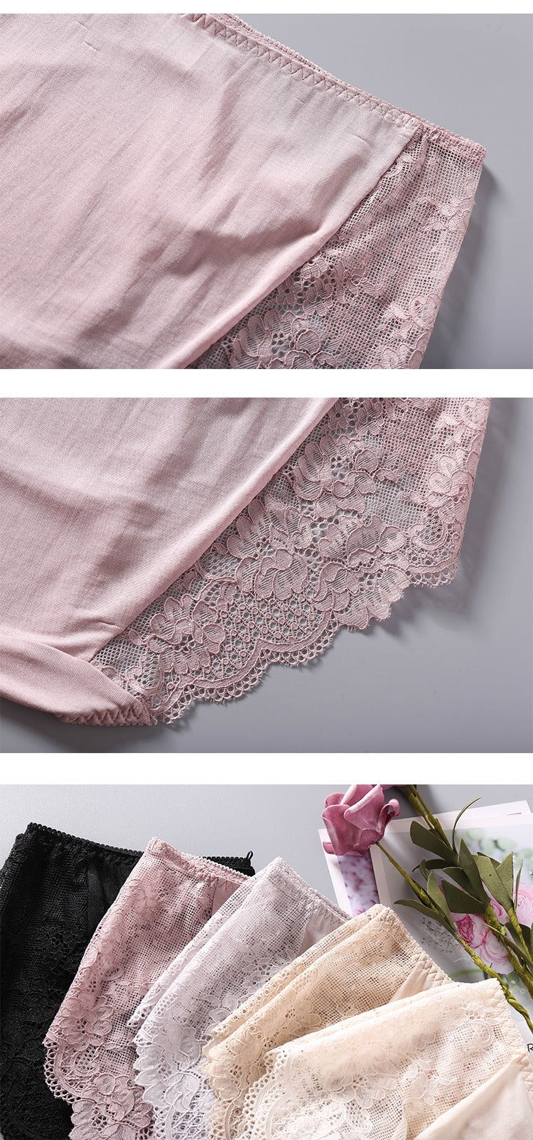 Women Silk Lace trim Panties
