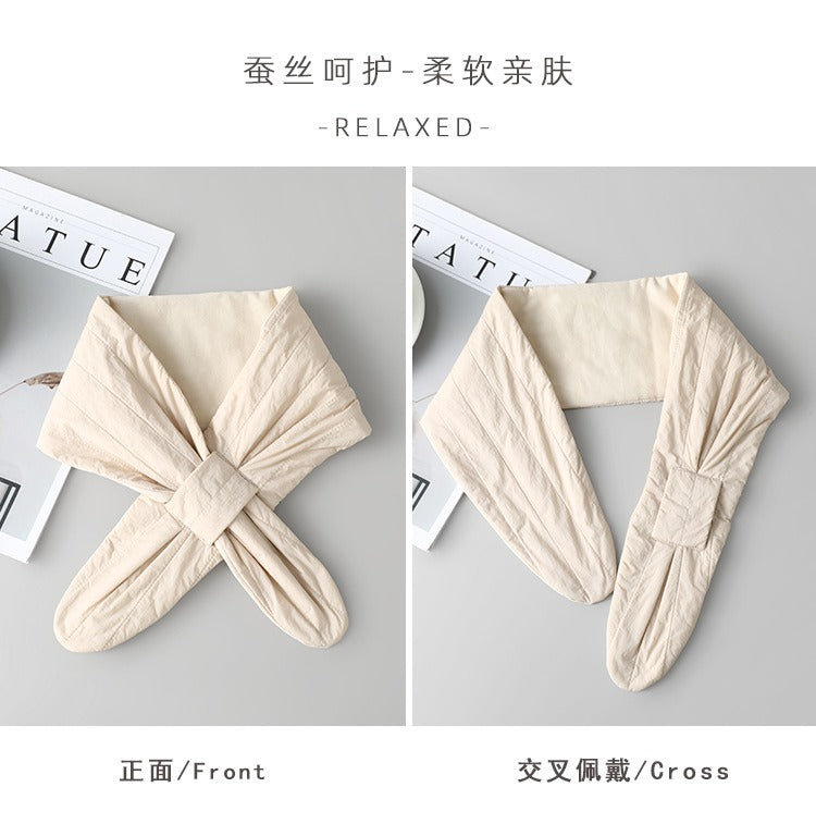 Silk-Filled Neck Warmer, Cross Wrap Design