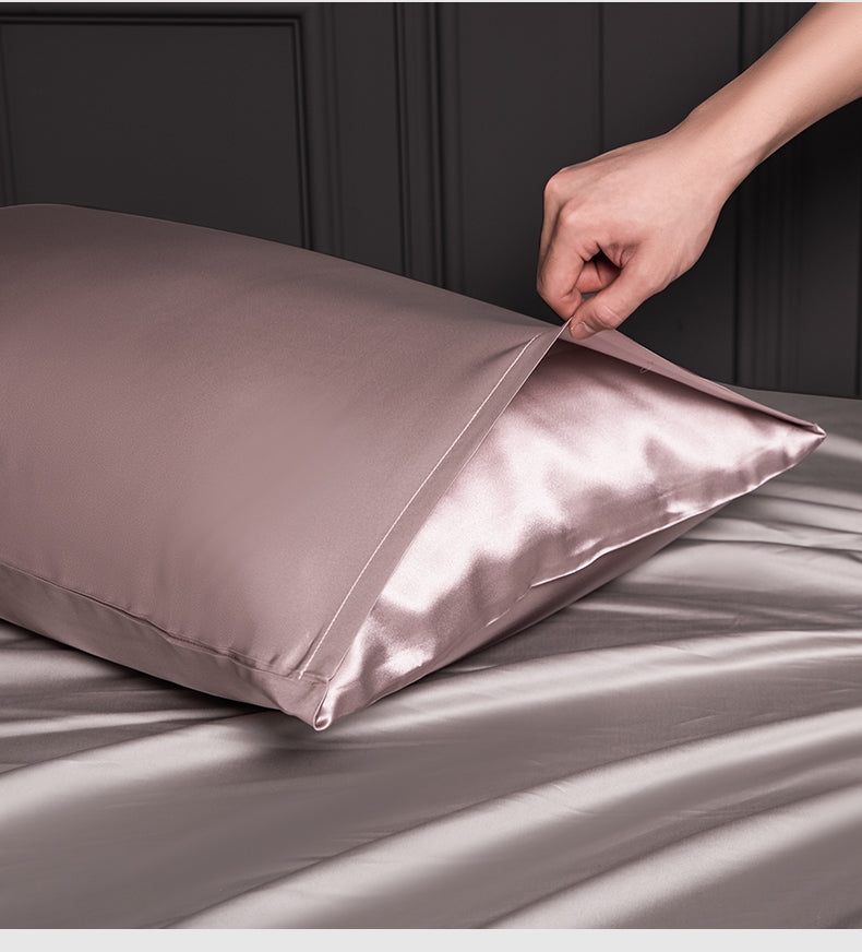 25Momme Seamless Luxury Silk Fitted Sheet/Flat Sheet/Dovut Cover/Bedding Set, Burgundy - Awulook