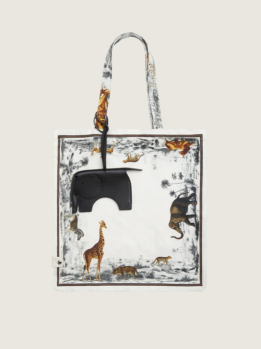 Twilly Silk Tote Bag/ Elephant Bag Charm