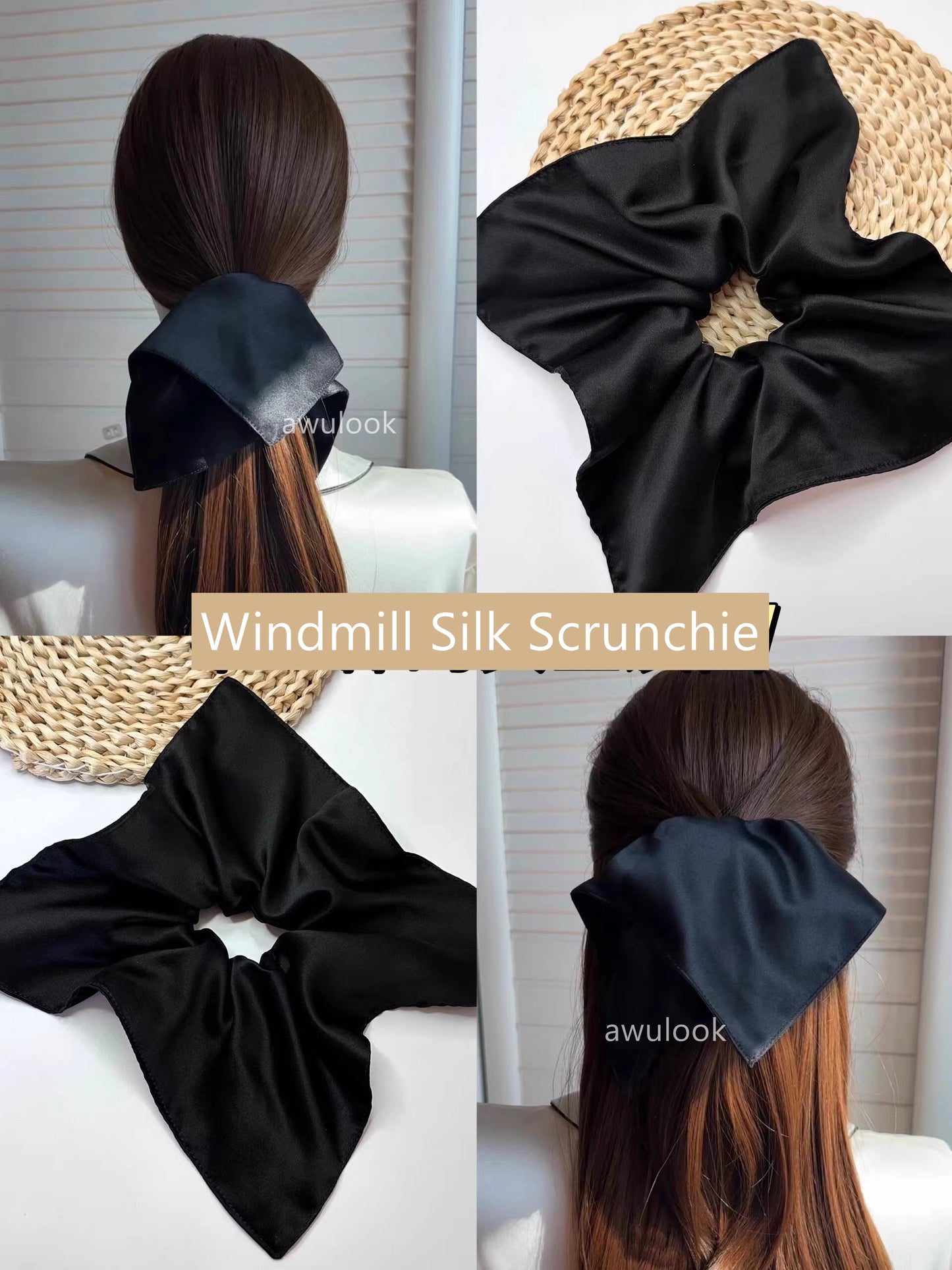 Chouchou pour cheveux 100 % soie 30Momme avec nœud