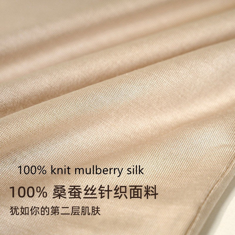 Women 100% Knit Mulberry Silk Turtleneck Base Layer