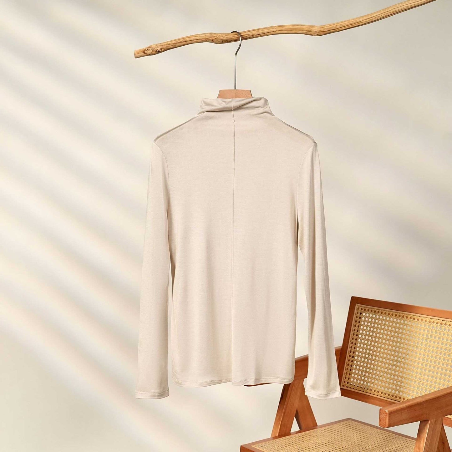 Women 100% Knit Mulberry Silk Turtleneck Base Layer