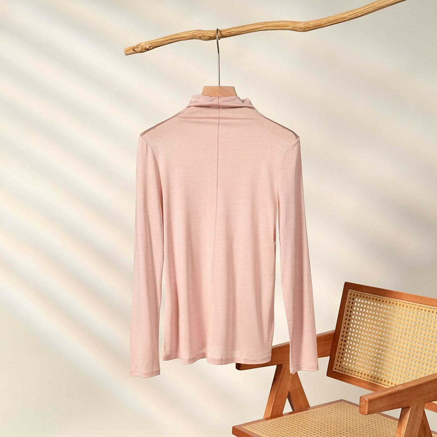 Women 100% Knit Mulberry Silk Turtleneck Base Layer