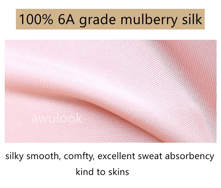 Women 100% Mulberry Silk Thermal underwear Set, V Neck, Lace trim