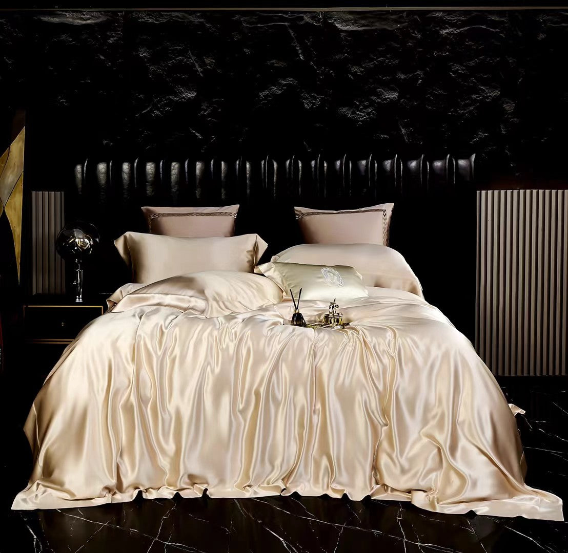 Ensemble de literie de luxe en soie sans couture 30Momme 4| Housse de couette, drap, 2 taies d'oreiller