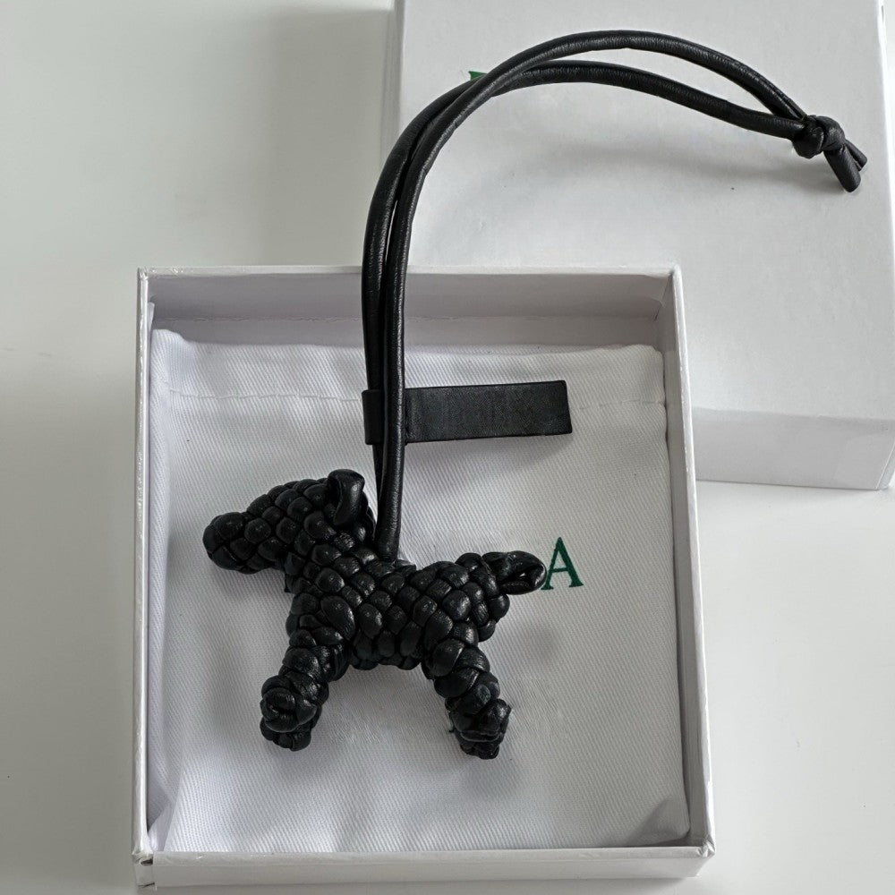 BV Leather Woven Dog Charm